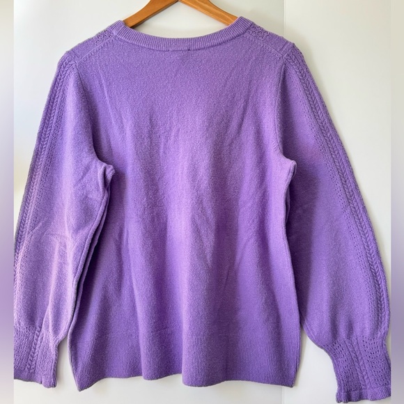 Talbots Lavender Purple Cable Knit Women's Sweater & Statement Necklace - Picture 4 of 12